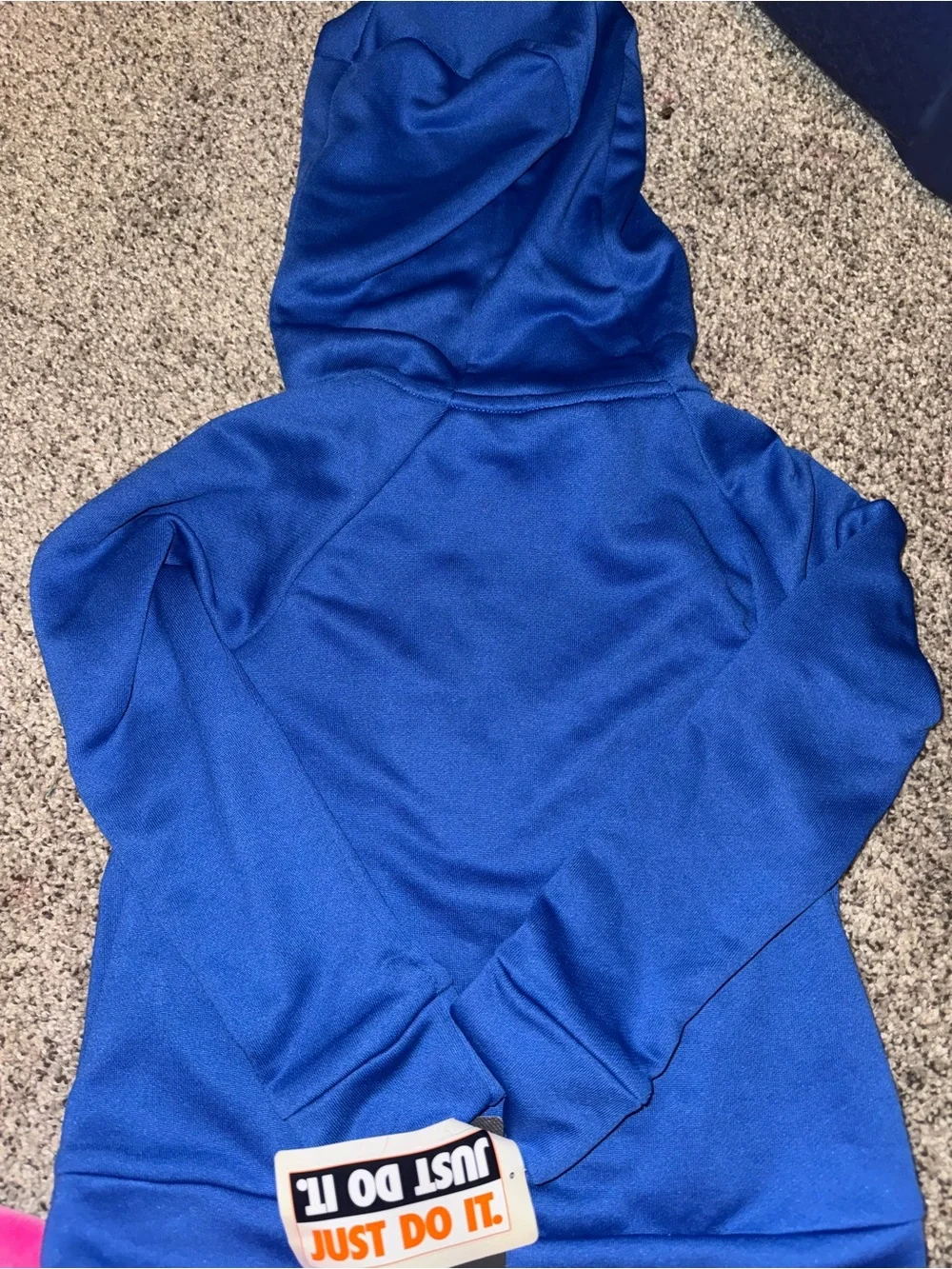 Nike Blue Kids Hooded Zip Sweatshirt with Light Blue Chest Panel